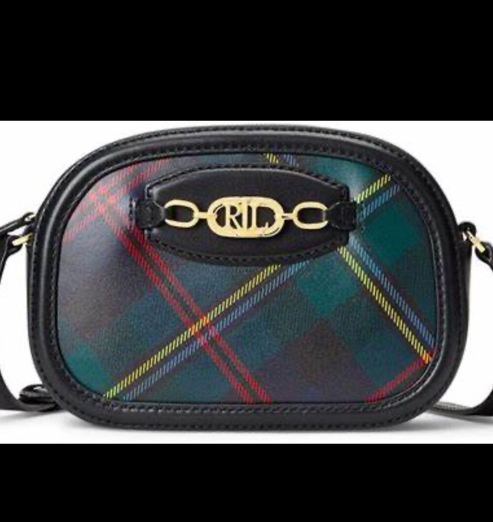 Lauren Ralph Lauren Plaid Leather Medium Jordynn Crossbody Bag